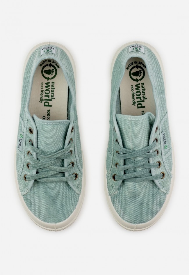 Zapatillas Natural World Old Blossom 901E verde agua – sneakers ecológicas mujer algodón orgánico
