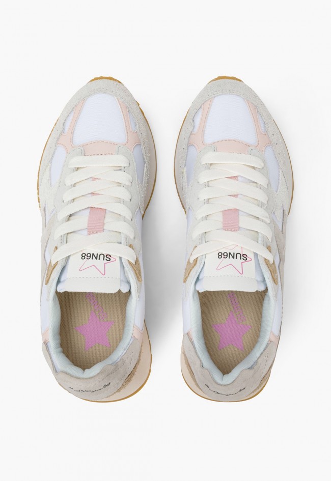 Zapatillas SUN68 Stargirl Multicolor mujer – sneaker running suede y nylon White Stargirl