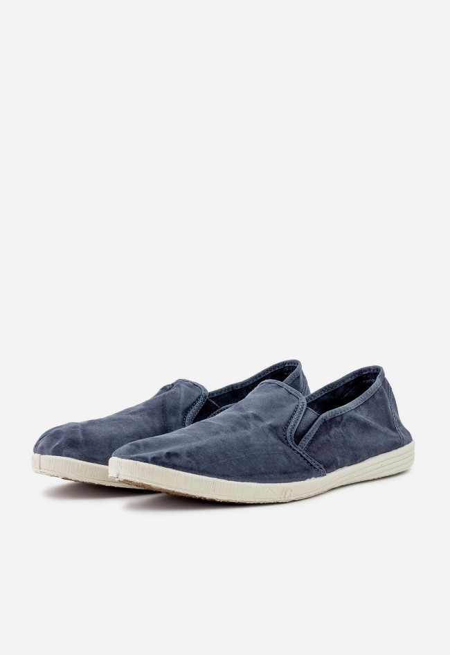 Zapatillas slip on Natural World Old Crabe azul de algodón orgánico, estilo casual sostenible