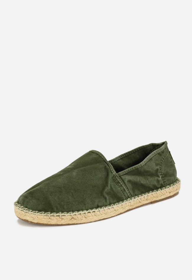 Alpargatas Natural World Old Trebol kaki de yute y algodón orgánico, estilo casual sostenible para verano