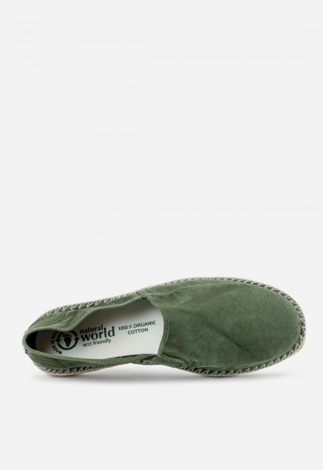 Alpargatas Natural World Old Trebol kaki de yute y algodón orgánico, estilo casual sostenible para verano