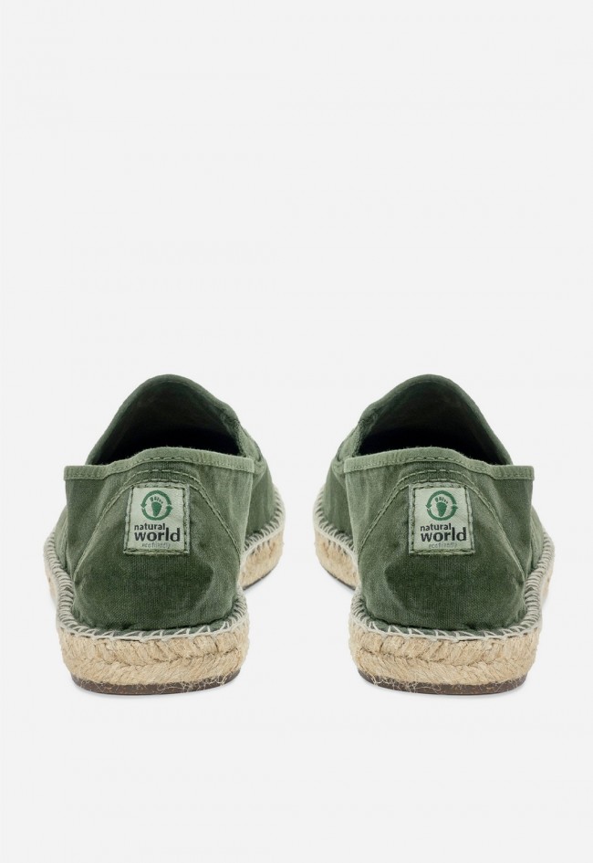 Alpargatas Natural World Old Trebol kaki de yute y algodón orgánico, estilo casual sostenible para verano