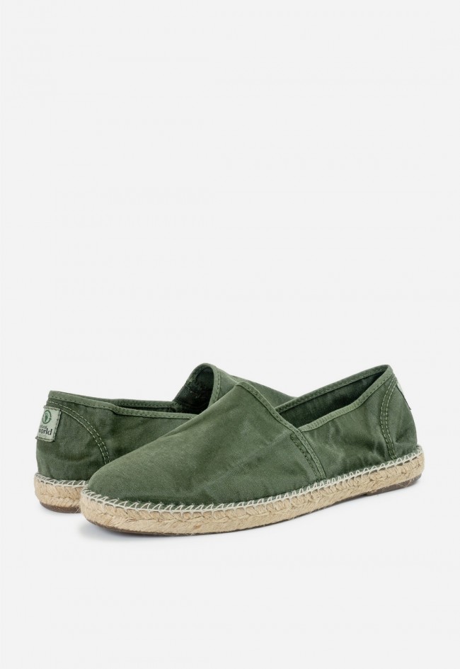 Alpargatas Natural World Old Trebol kaki de yute y algodón orgánico, estilo casual sostenible para verano