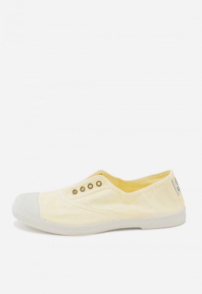 Zapatillas Natural World Old Lavanda amarillas de lona orgánica, estilo casual sostenible para verano