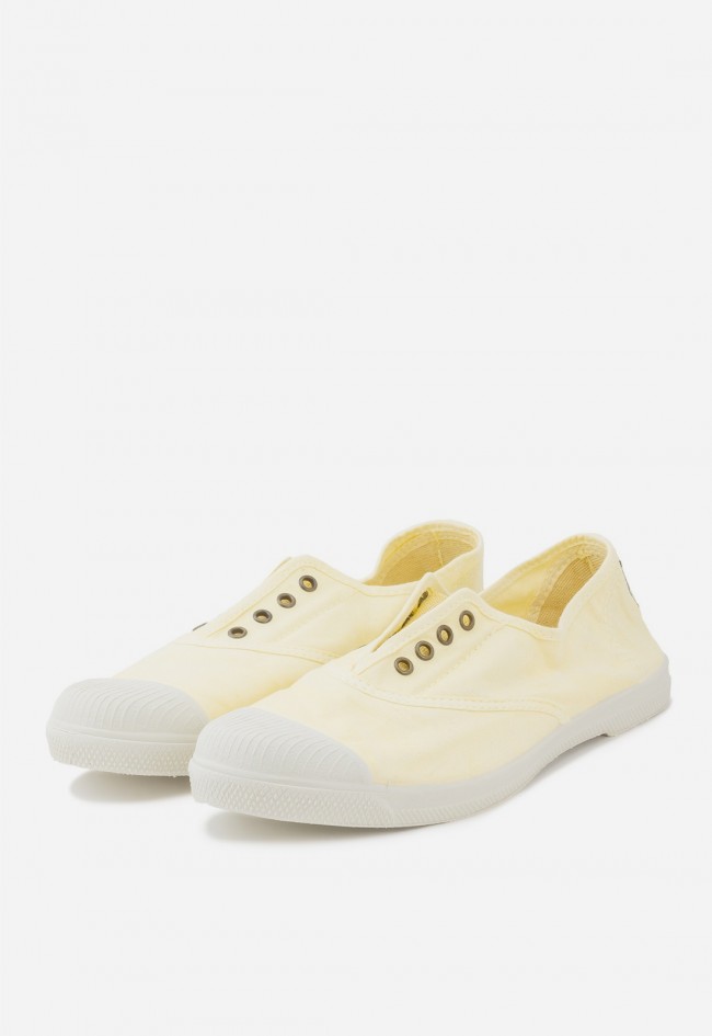 Zapatillas Natural World Old Lavanda amarillas de lona orgánica, estilo casual sostenible para verano