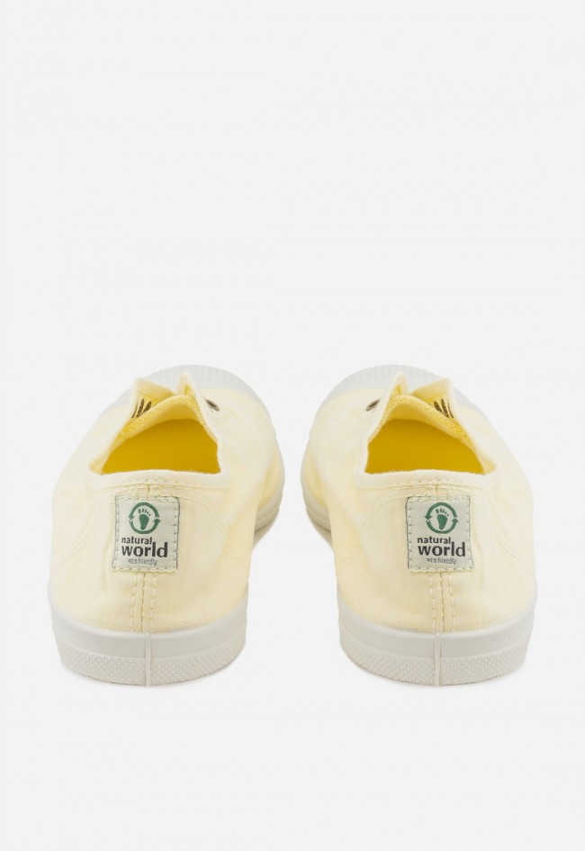 Zapatillas Natural World Old Lavanda amarillas de lona orgánica, estilo casual sostenible para verano