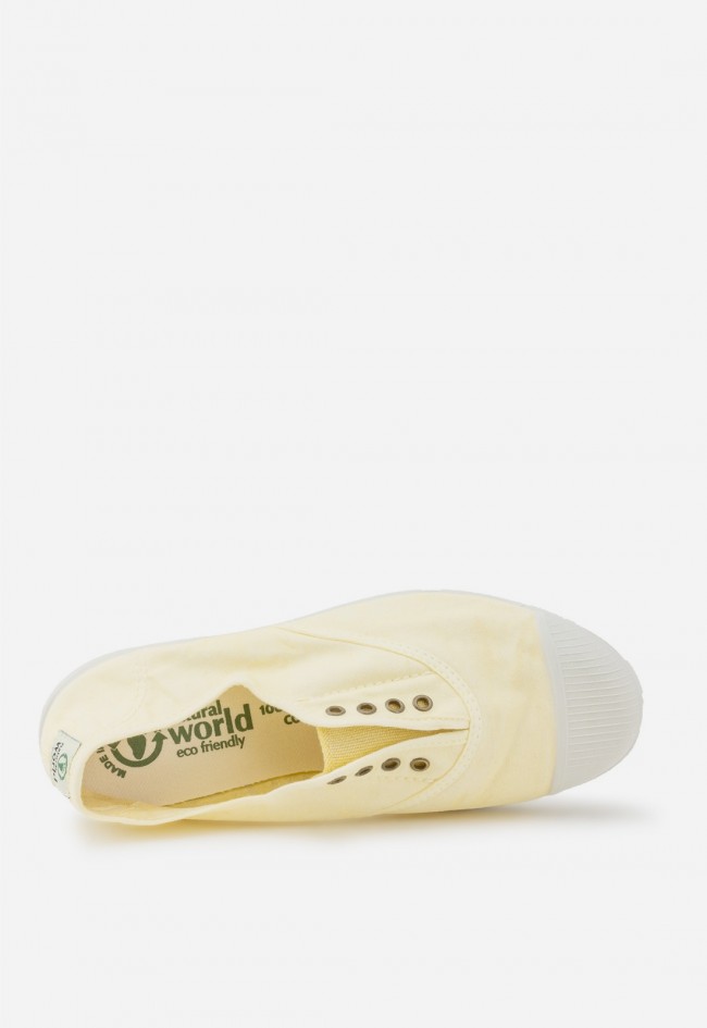 Zapatillas Natural World Old Lavanda amarillas de lona orgánica, estilo casual sostenible para verano