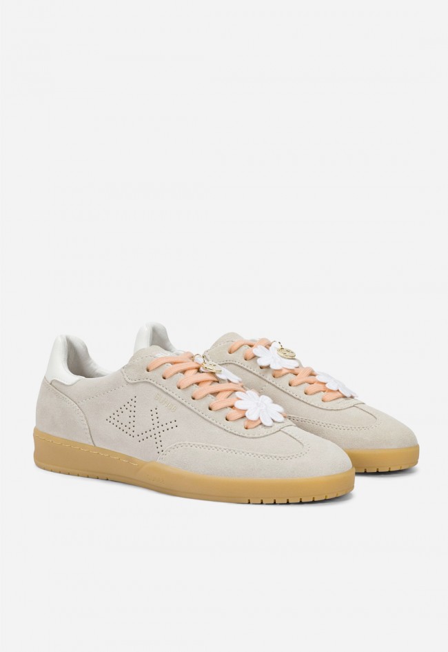 Zapatillas SUN68 California Sun Off White de ante, estilo retro premium con suela contrastada