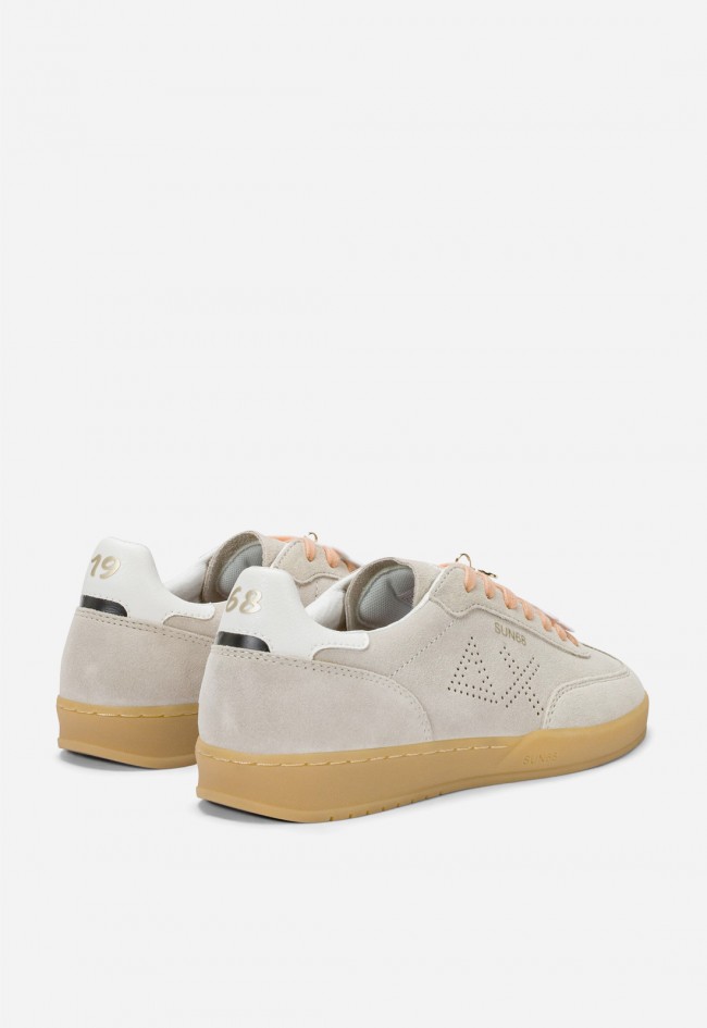 Zapatillas SUN68 California Sun Off White de ante, estilo retro premium con suela contrastada