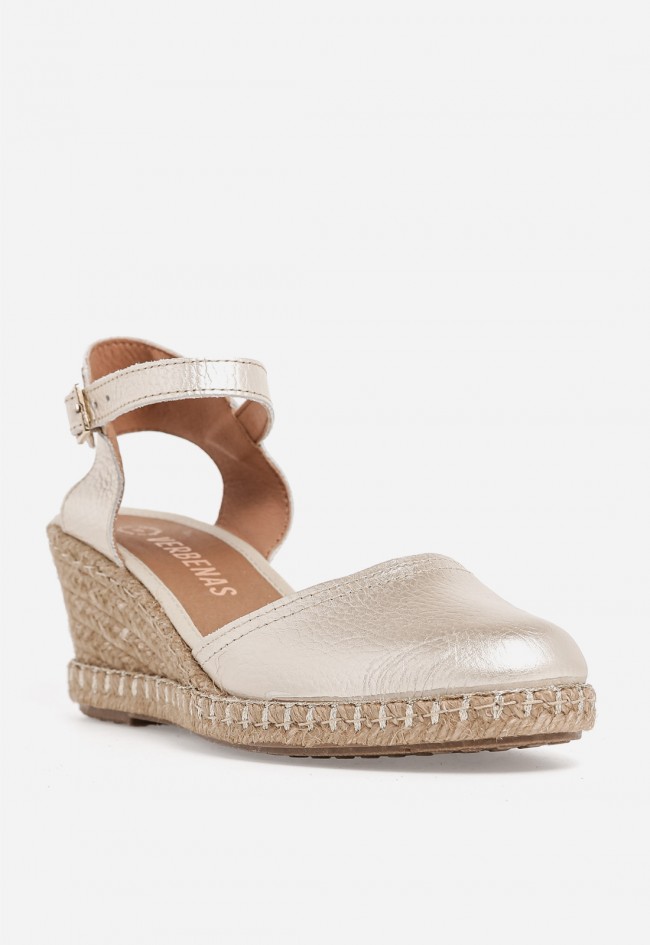 Alpargata cuña mujer Verbenas Malena oro – brillo elegante y confort natural