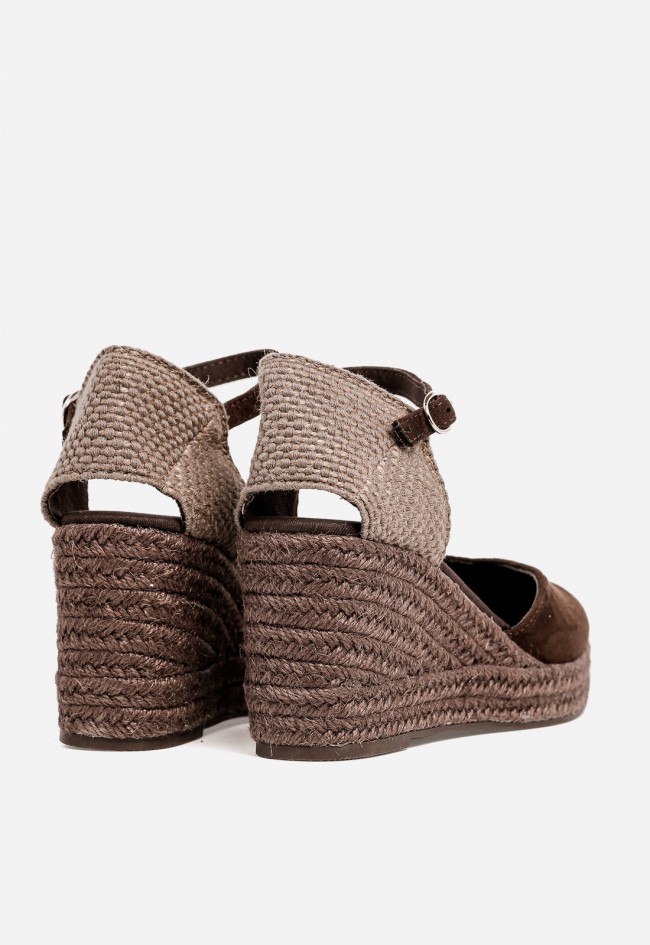 Alpargata cuña mujer Why Pink M6345 moka – estilo natural y sujeción cómoda