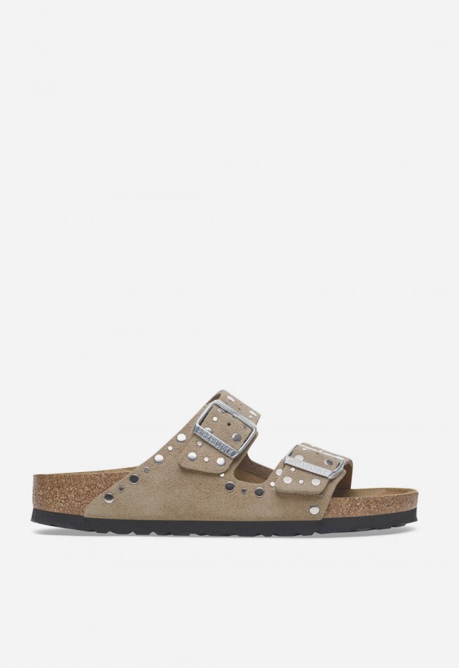 Sandalias Birkenstock Arizona Rivet taupe en ante – confort anatómico y estilo icónico