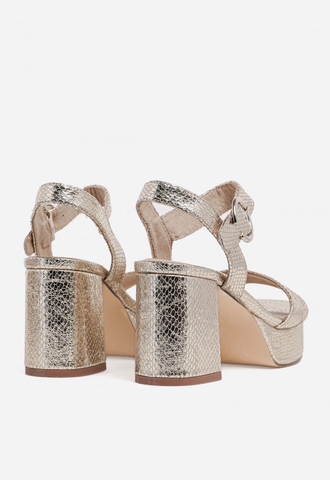 Sandalias de tacón ancho platino Why Pink M6300 – brillo elegante y estilo fiesta