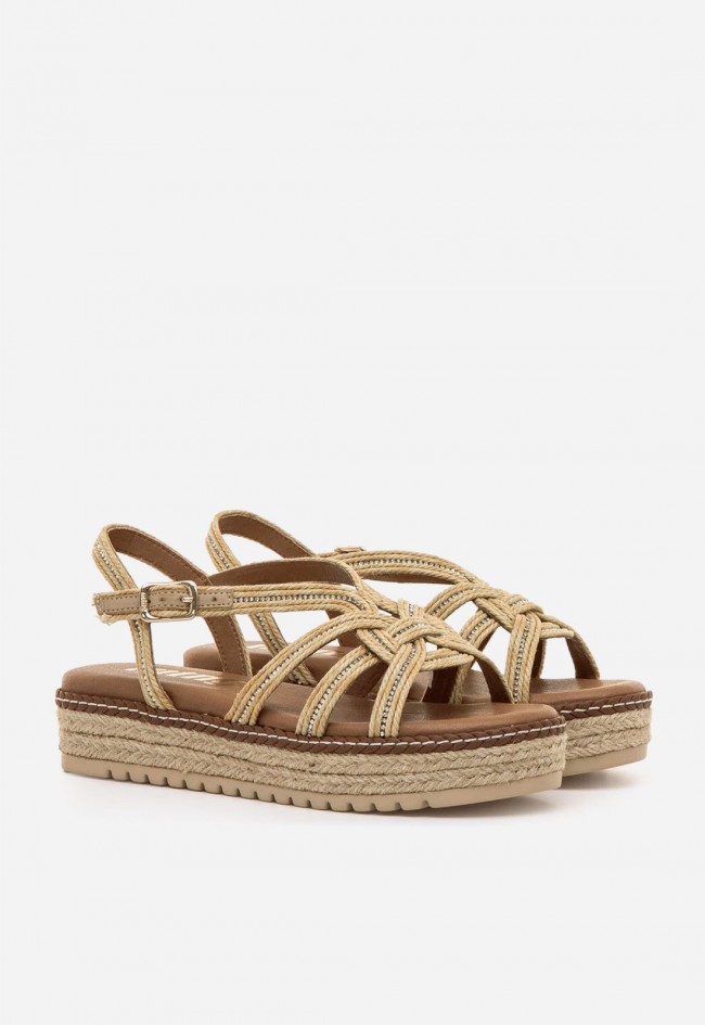 Sandalias Mustang Amelie con cuña baja y tiras trenzadas – estilo natural y comodidad diaria