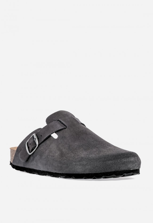 Zueco de hombre VAS 355 en piel gris – confort urbano y estilo actual