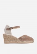 Alpargatas cuña VAS 219-016 T taupe – elegancia natural con detalle sofisticado