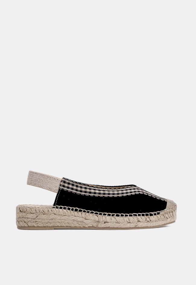 Alpargatas planas VAS 332-016 negro vichy – frescura y estilo.