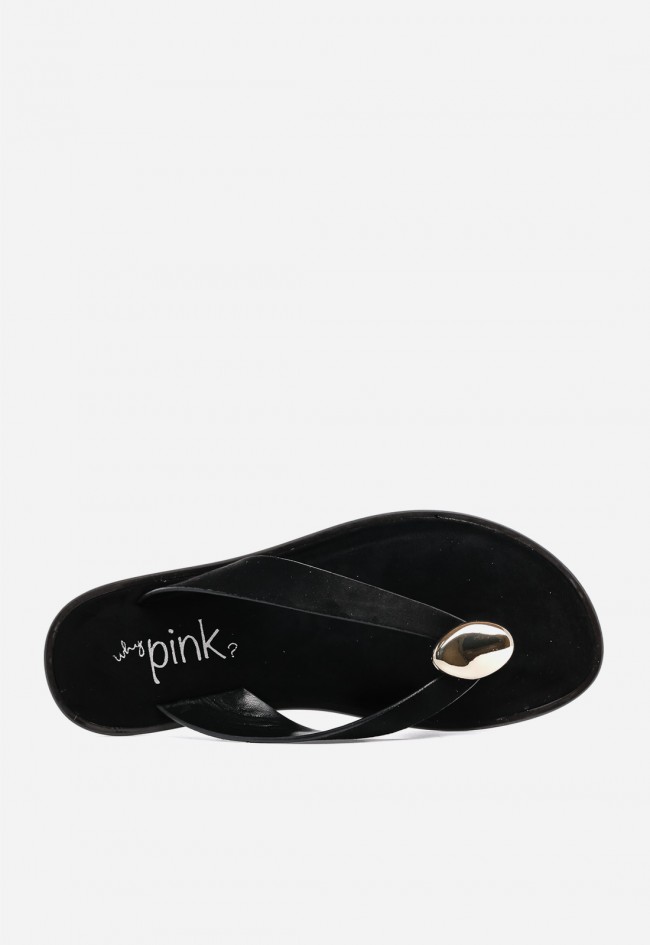 Sandalia de mujer Why Pink? M6445 negra con detalle metálico trendy