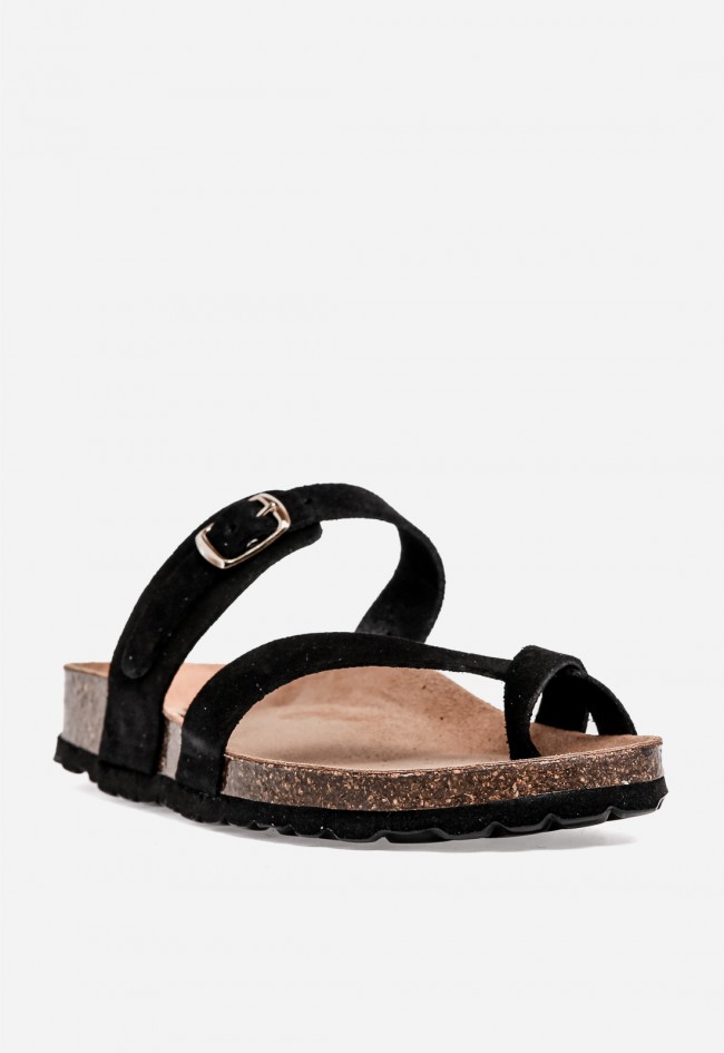 Sandalia bio de piel VAS 3572 S negra: minimalismo chic y confort absoluto