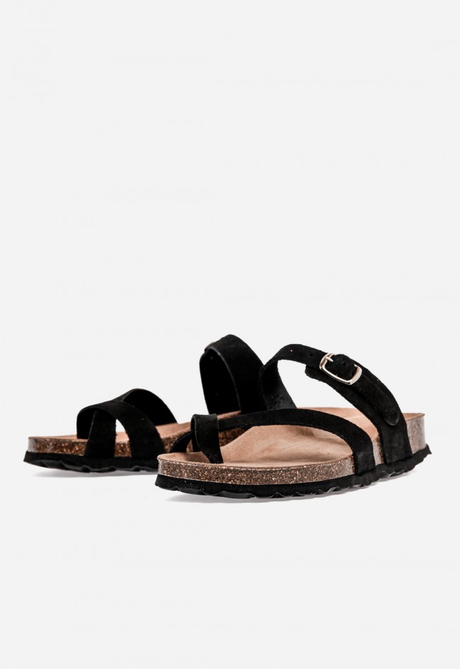 Sandalia bio de piel VAS 3572 S negra: minimalismo chic y confort absoluto