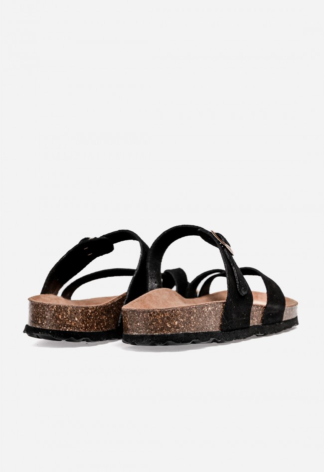 Sandalia bio de piel VAS 3572 S negra: minimalismo chic y confort absoluto