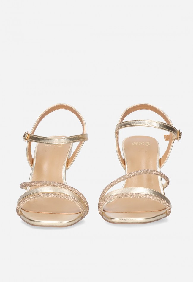 Sandalias doradas Exé 2340-Y22 con tiras strass – glamour y elegancia para eventos