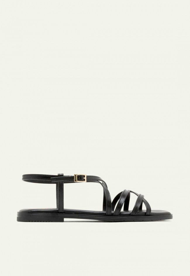 Sandalias planas negras de piel Porronet Bonnie: básicas elegantes y cómodas para tu día a día