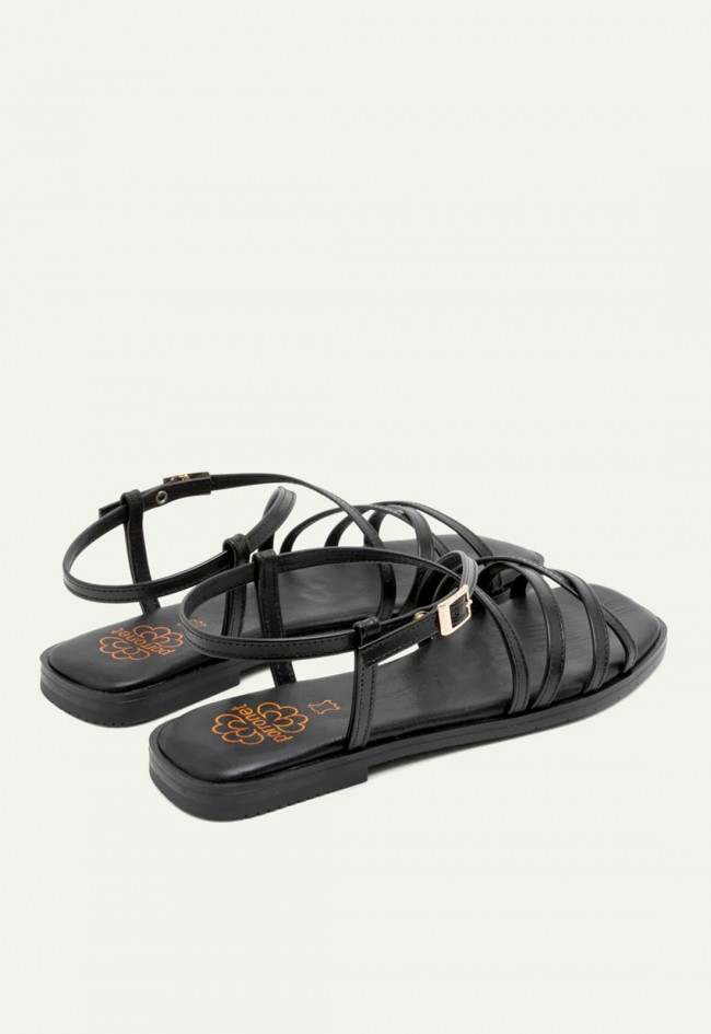 Sandalias planas negras de piel Porronet Bonnie: básicas elegantes y cómodas para tu día a día