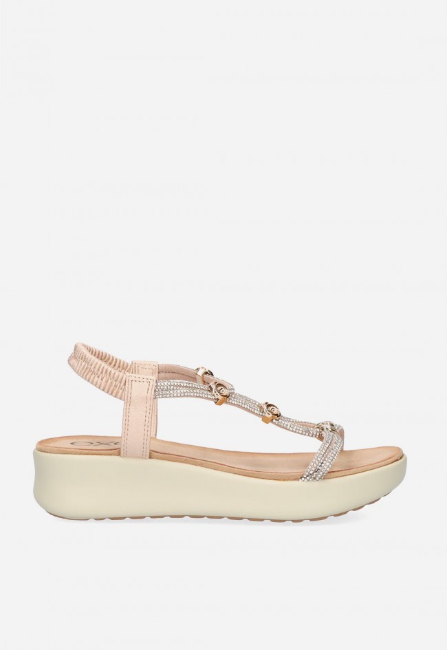Sandalias plataforma rose gold EXÉ BZX33170-002 con strass: brillo y comodidad que destacan