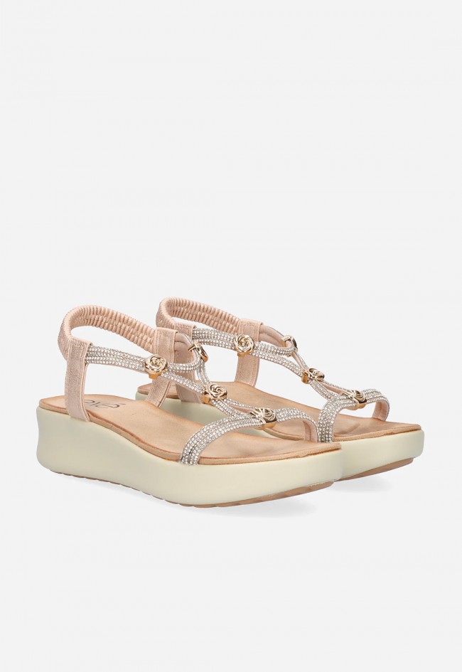 Sandalias plataforma rose gold EXÉ BZX33170-002 con strass: brillo y comodidad que destacan