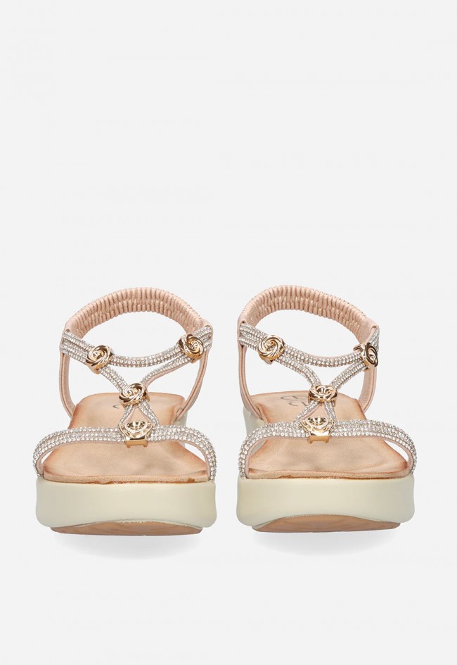 Sandalias plataforma rose gold EXÉ BZX33170-002 con strass: brillo y comodidad que destacan