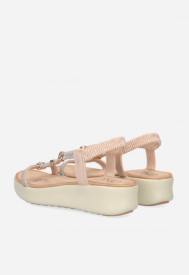 Sandalias plataforma rose gold EXÉ BZX33170-002 con strass: brillo y comodidad que destacan