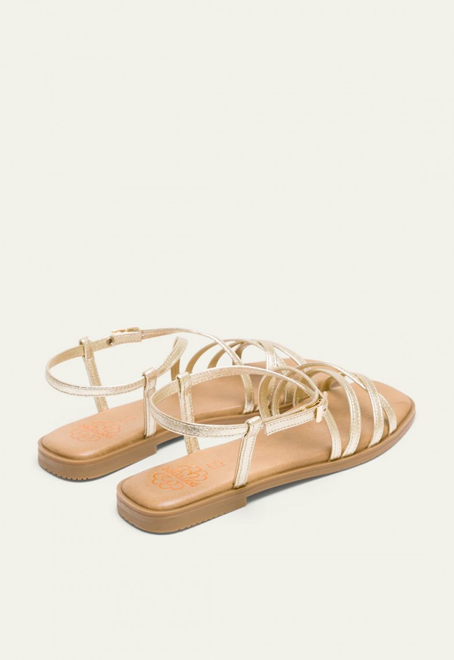 Sandalias planas doradas de piel Porronet Bonnie: elegancia cómoda para todos tus looks