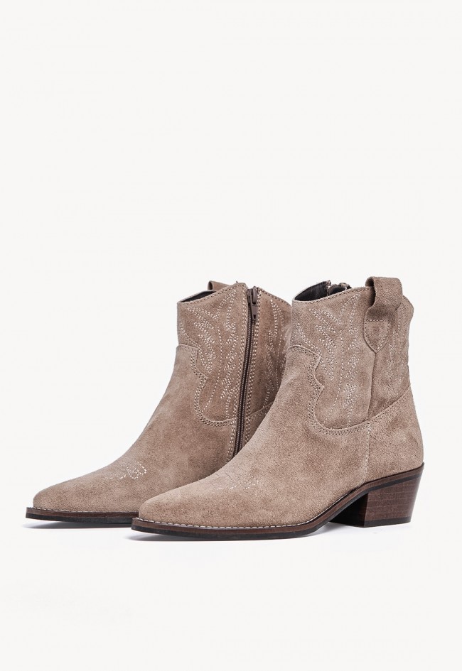 Botín Cowboy Mujer GLO Merce 7092 en Piel Tostado
