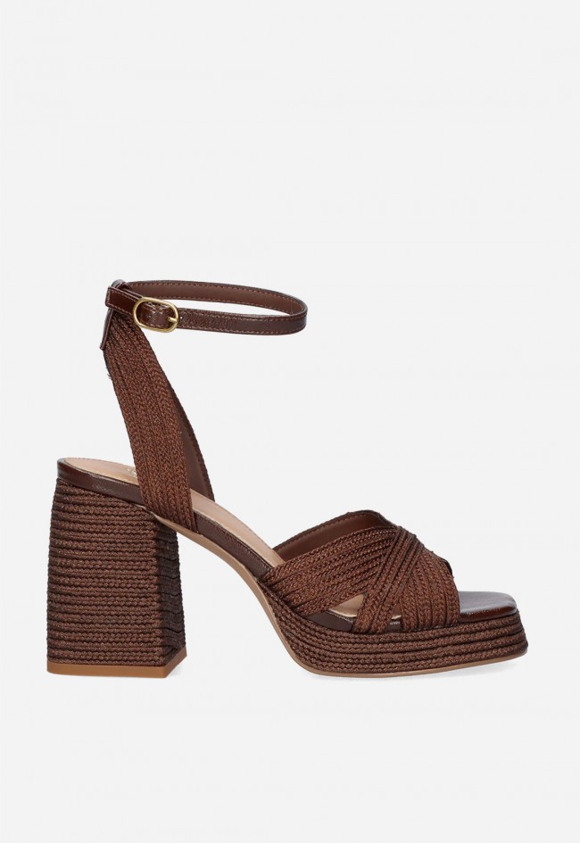 Sandalia marrón de cuerda con plataforma EXE HAVANA-309 ROPE BROWN – elegancia natural y tendencia