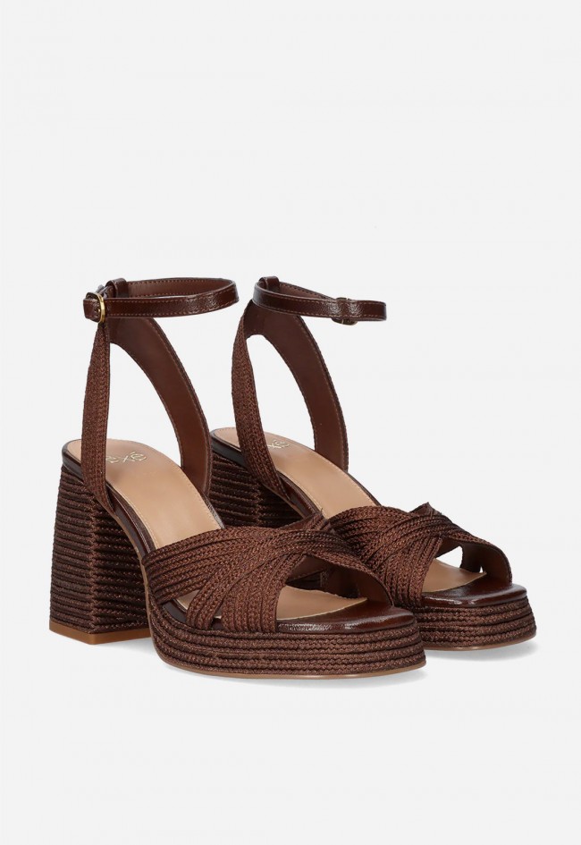 Sandalia marrón de cuerda con plataforma EXE HAVANA-309 ROPE BROWN – elegancia natural y tendencia