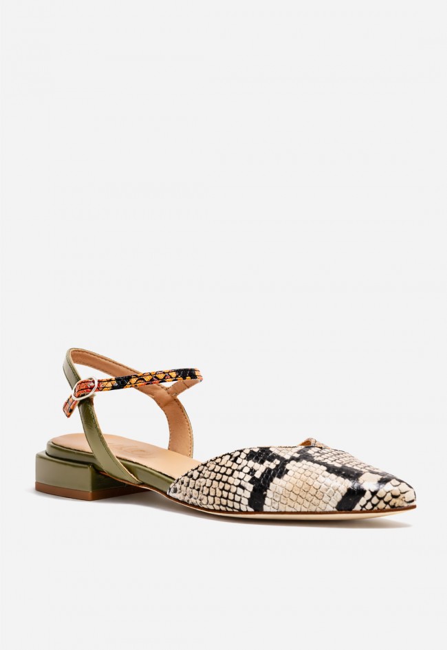 Zapato destalonado de piel GLO Duck animal print – diseño trendy y estilo con carácter