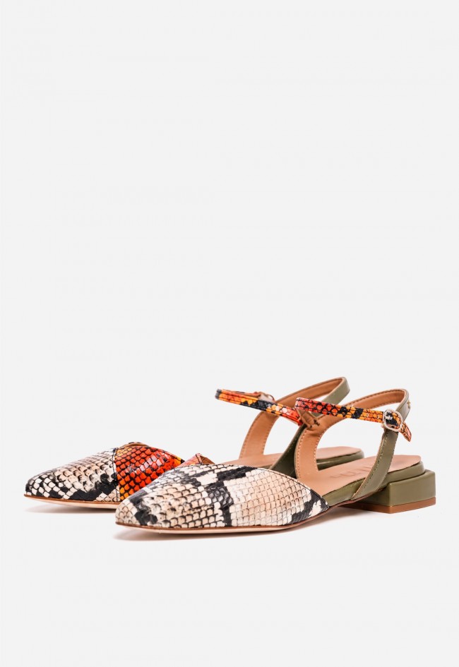 Zapato destalonado de piel GLO Duck animal print – diseño trendy y estilo con carácter