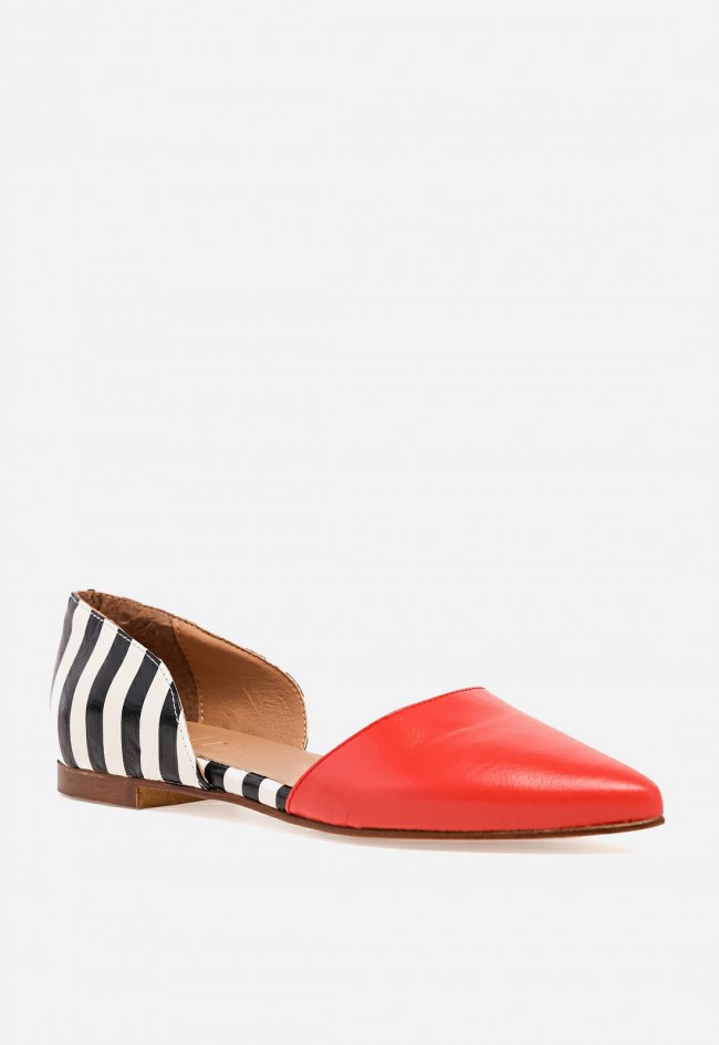 Zapato de piel bicolor GLO Caterin – diseño trendy de rayas y estilo femenino