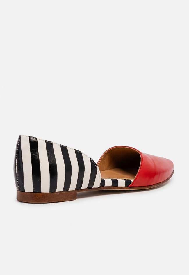 Zapato de piel bicolor GLO Caterin – diseño trendy de rayas y estilo femenino