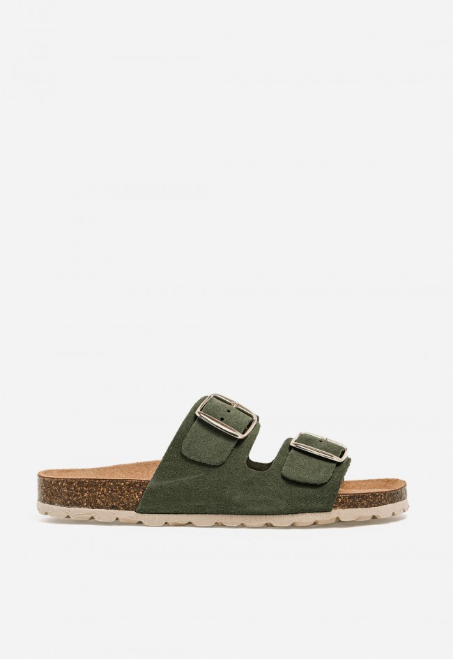 Sandalia bio verde de doble hebilla VAS 0747 S – comodidad natural y estilo casual chic