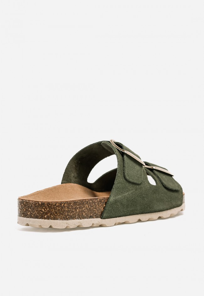 Sandalia bio verde de doble hebilla VAS 0747 S – comodidad natural y estilo casual chic