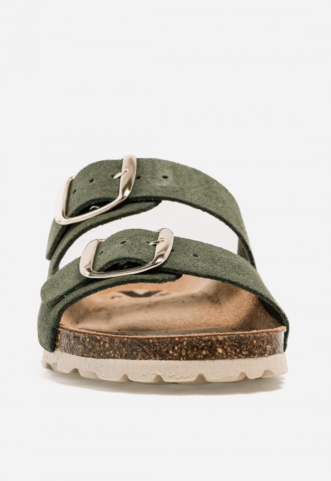 Sandalia bio verde de doble hebilla VAS 0747 S – comodidad natural y estilo casual chic
