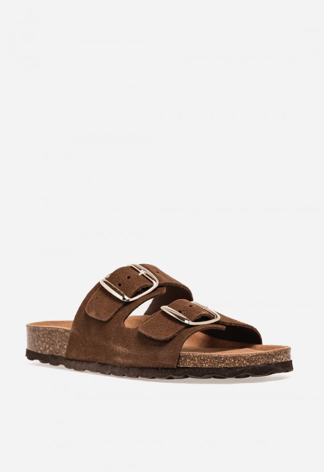 Sandalia bio marrón de doble hebilla VAS 0747 S – comodidad natural y estilo casual chic  Versión para URL