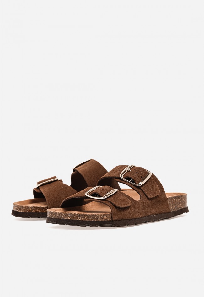 Sandalia bio marrón de doble hebilla VAS 0747 S – comodidad natural y estilo casual chic  Versión para URL
