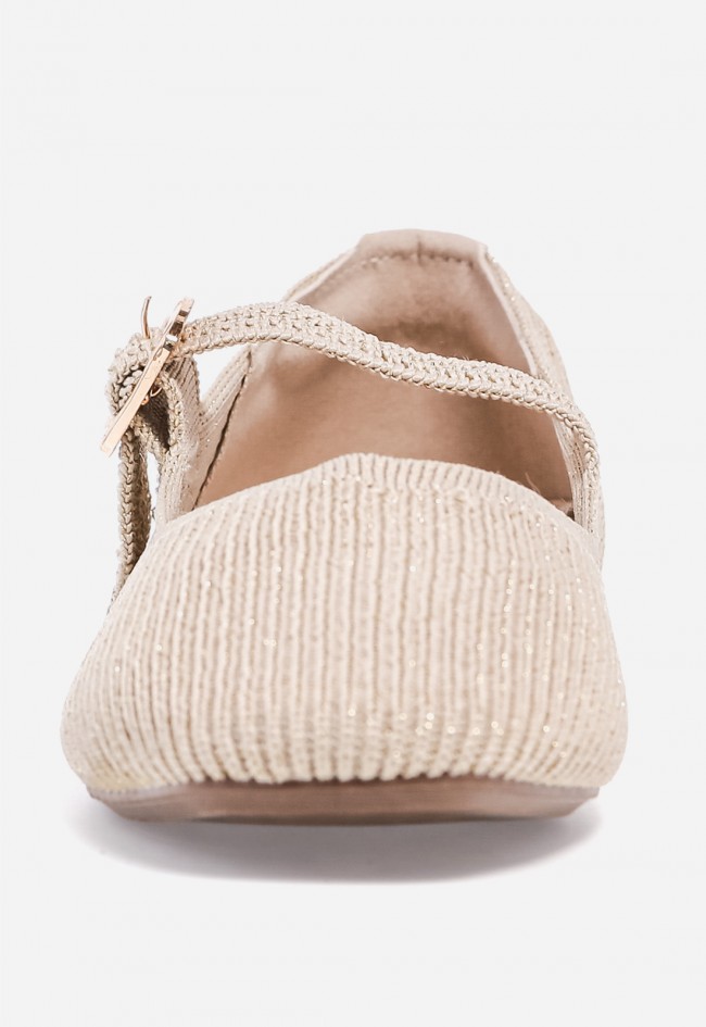 Bailarina oro de tejido con tira Carmina Jhilton 63-2467 – brillo sutil y estilo elegante