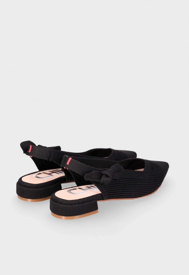 Bailarina destalonada negra de tejido Chika10 Opalo 01 – ligera, elegante y muy versátil