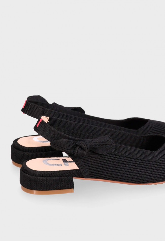 Bailarina destalonada negra de tejido Chika10 Opalo 01 – ligera, elegante y muy versátil