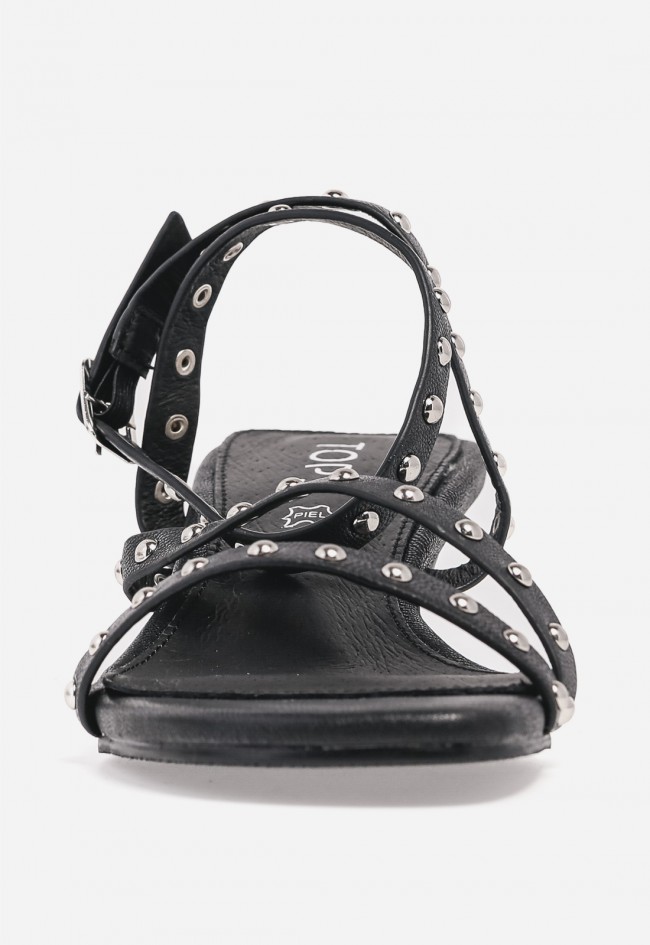 Sandalia negra de piel con tachuelas TOP 3 SF1630 – diseño trendy y elegante para vestir