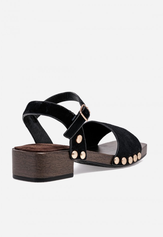 Sandalia negra de piel con tacón ancho TOP 3 SF1644 – estilo actual y comodidad chic